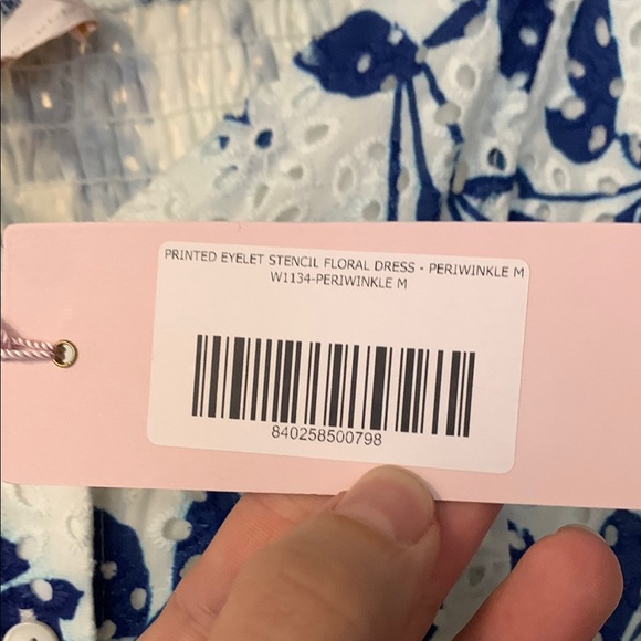 Blue and White Floral Puff Sleeve Dress - Picture 4 of 12